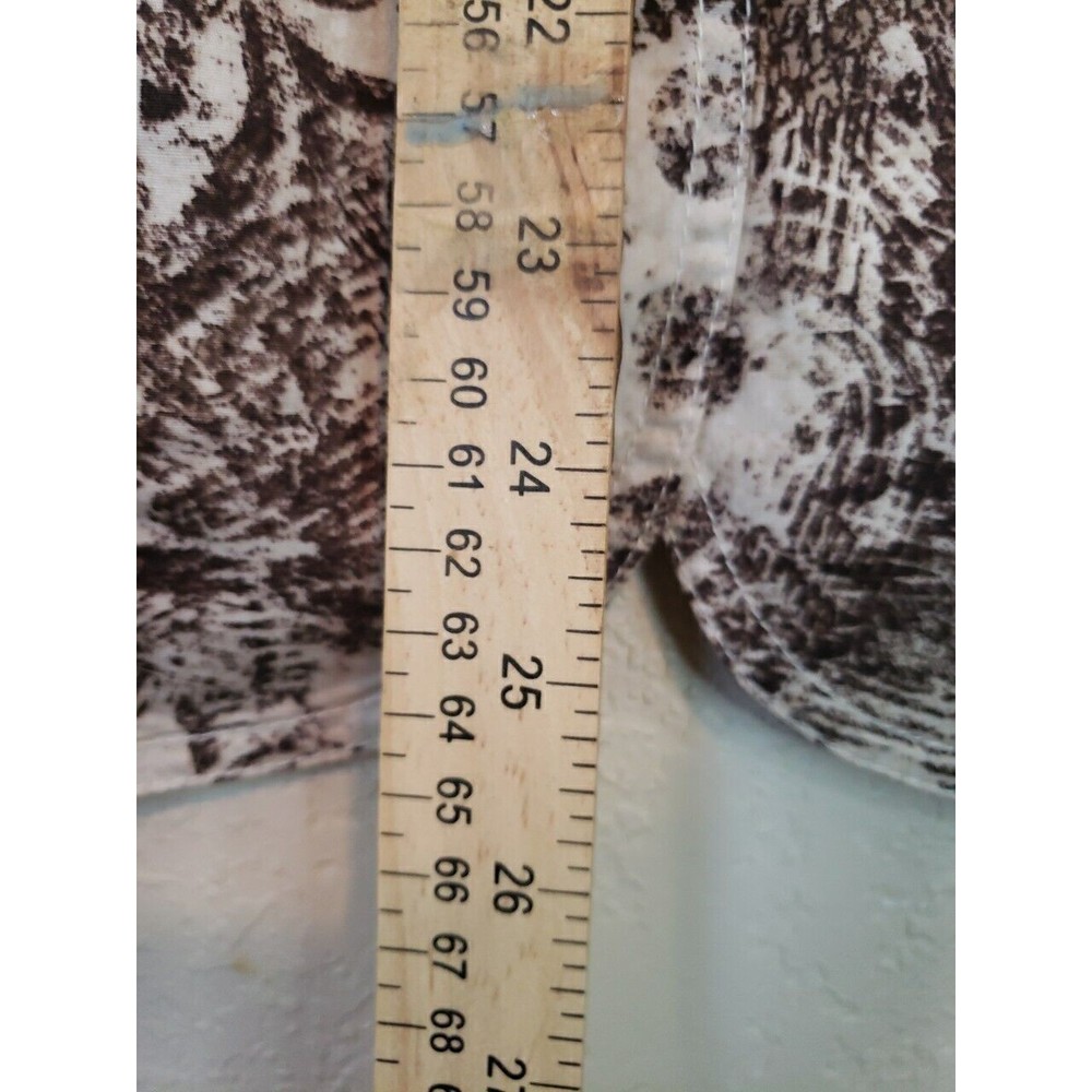 Chicos Scroll Print Blazer Sz 2 Or Large Tan Brown Cotton Blend Empire Waist - Picture 7 of 8